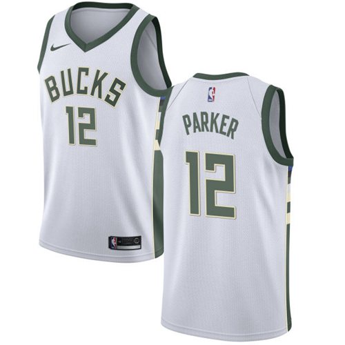 Men Nike Milwaukee  Bucks #12 Jabari Parker White NBA Swingman Association Edition Jersey->milwaukee bucks->NBA Jersey